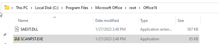 Locate the ScanPST.exe file on your system